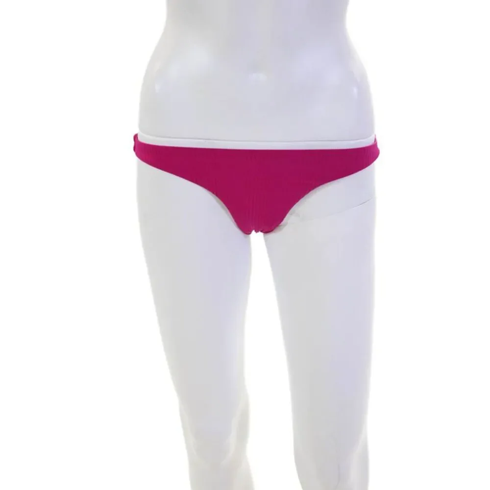 Vitamin A Womens Textured Reversible Luciana Full Bikini Bottoms Hot Pink Size X